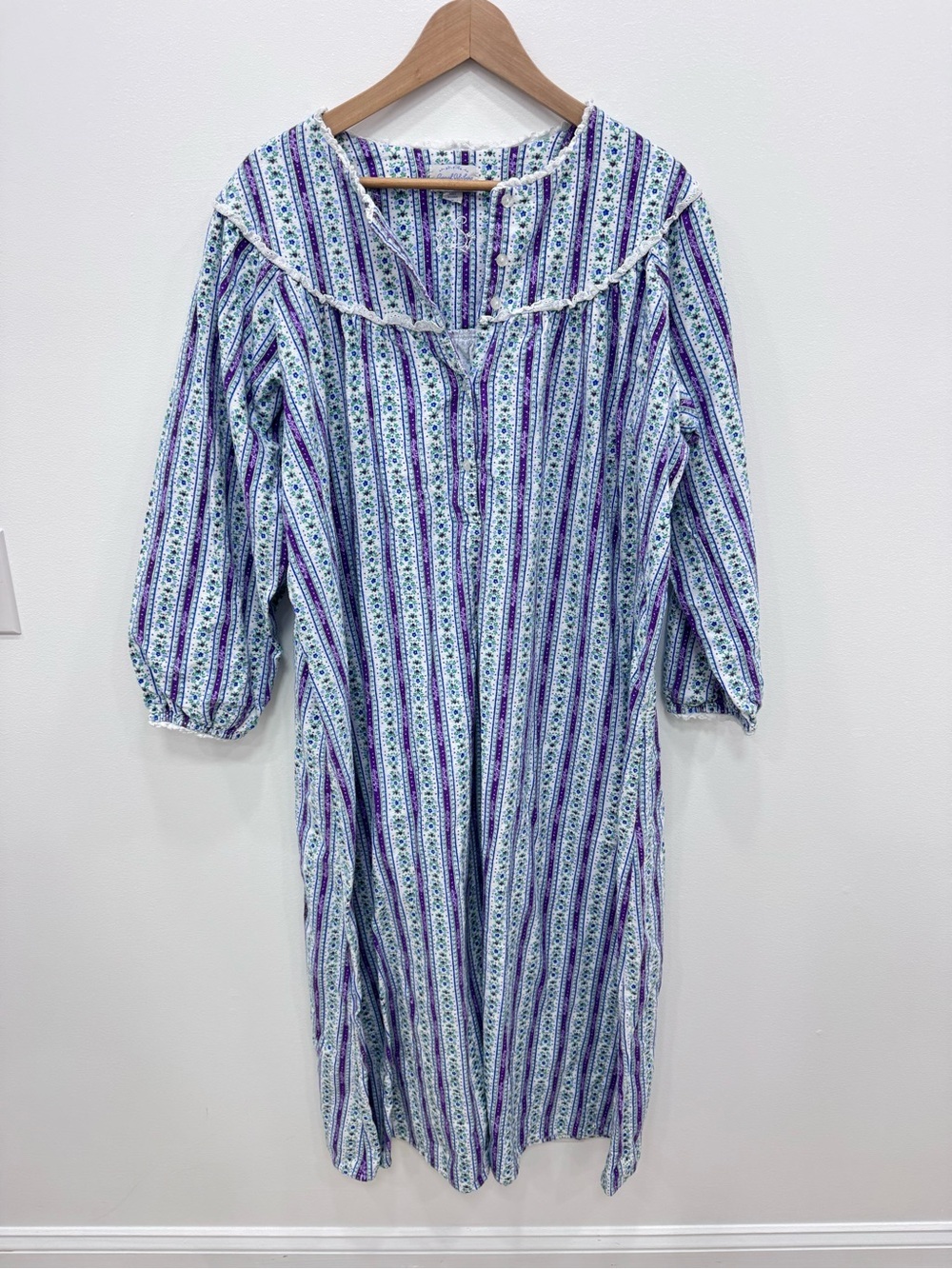 Lanz of Salzburg Classic Flannel Cotton Long Cozy Cottage Nightgown Sz 1X vtg